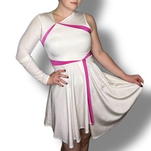 Georgie Girl Costumes Pink & White One Sleeve Dress Dance Baton Halloween Size M